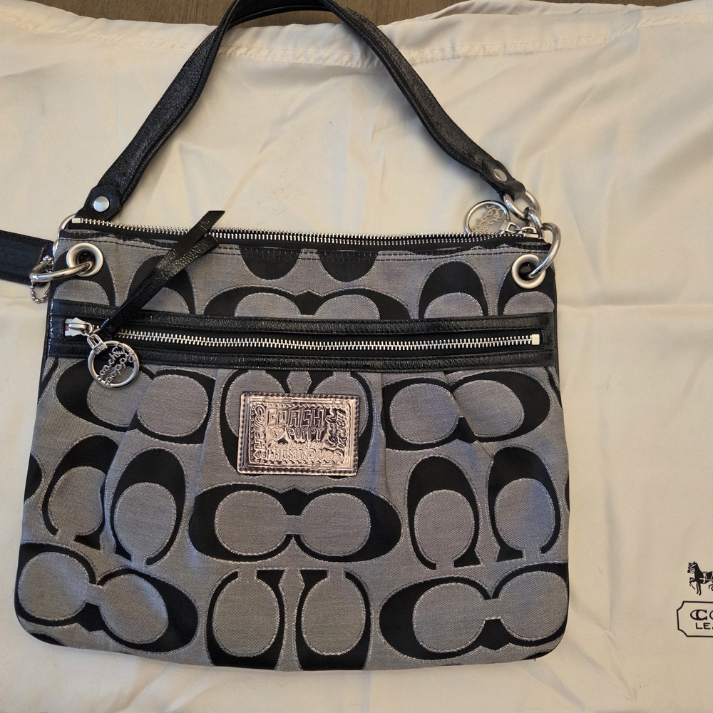 Coach Black and Gray Shoulder Bag